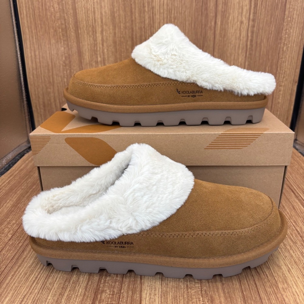Koolaburra by UGG Tizzey Slipper Womens‎ 10 Chestnut Suede Faux Fur Platform NEW